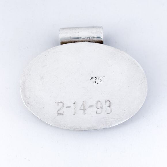 Vintage Mexico Sterling Silver 925 Monogram Oval Pendant VPN 1993 - Picture 4 of 7